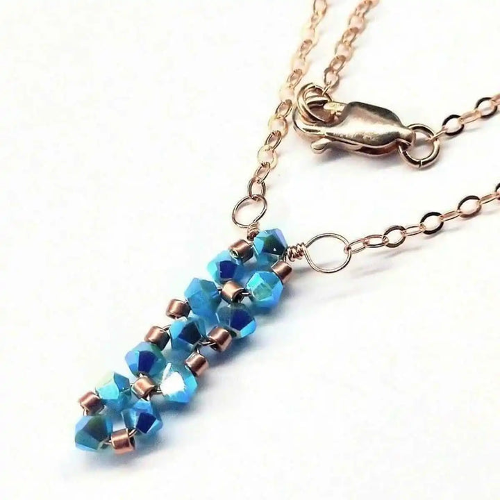 Tiny Super Sparkly Rock Candy Crystal Bar Necklace made with Turquoise ABx2 Swarovski crystals