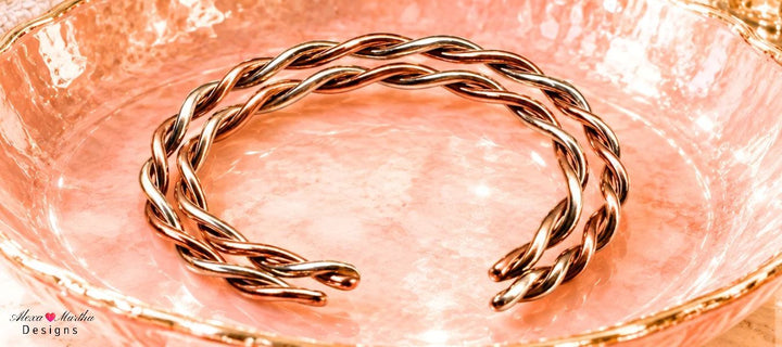 Twisted Copper &amp; Silver Couples Cuff Bangle Set