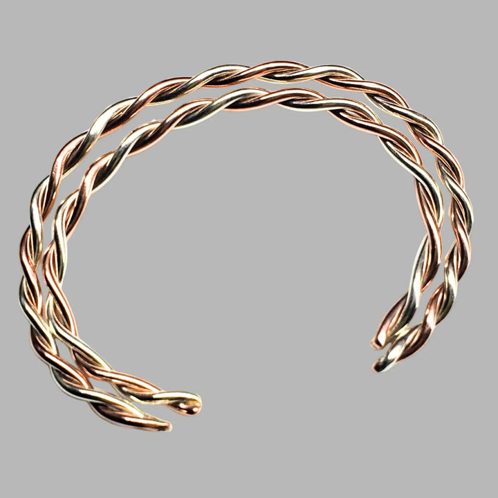 Twisted Copper &amp; Silver Couples Cuff Bangle Set