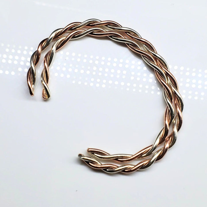 Twisted Copper &amp; Silver Couples Cuff Bangle Set