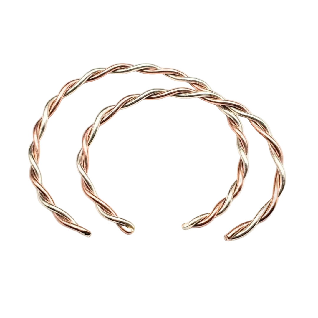 Twisted Copper &amp; Silver Couples Cuff Bangle Set