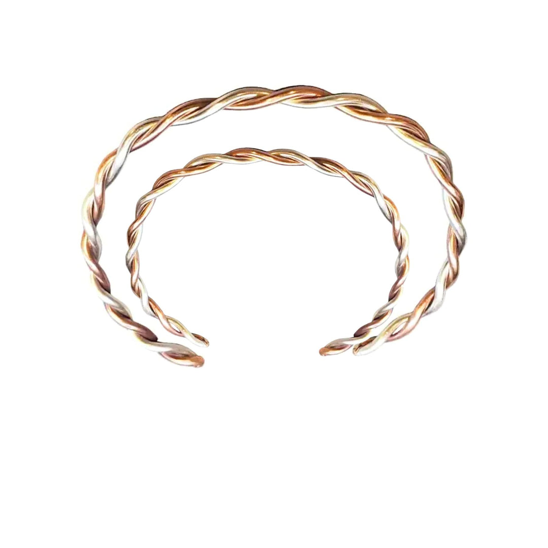 Twisted Copper &amp; Silver Couples Cuff Bangle Set