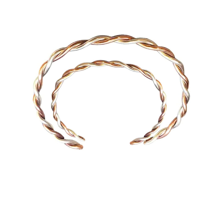 Twisted Copper &amp; Silver Couples Cuff Bangle Set