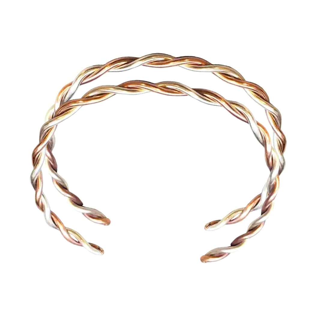 Twisted Copper &amp; Silver Couples Cuff Bangle Set