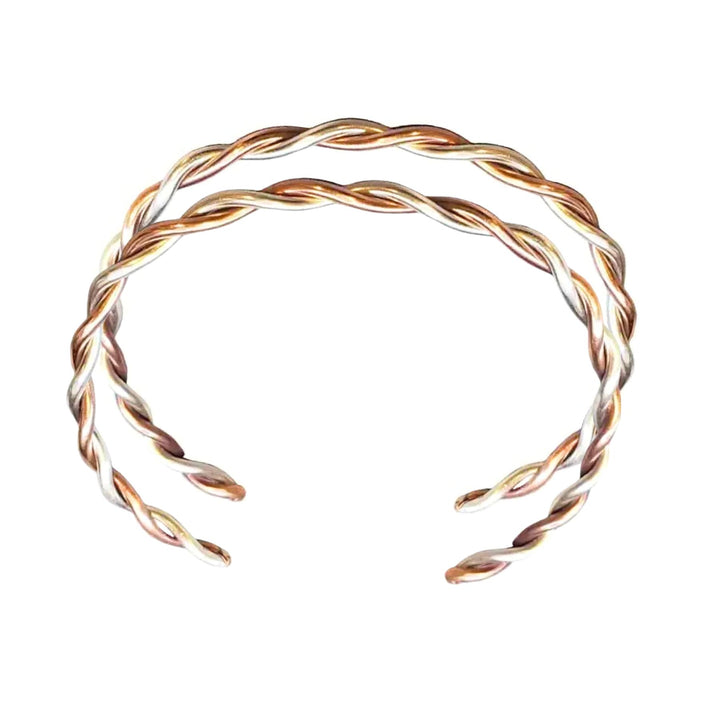 Twisted Copper &amp; Silver Couples Cuff Bangle Set