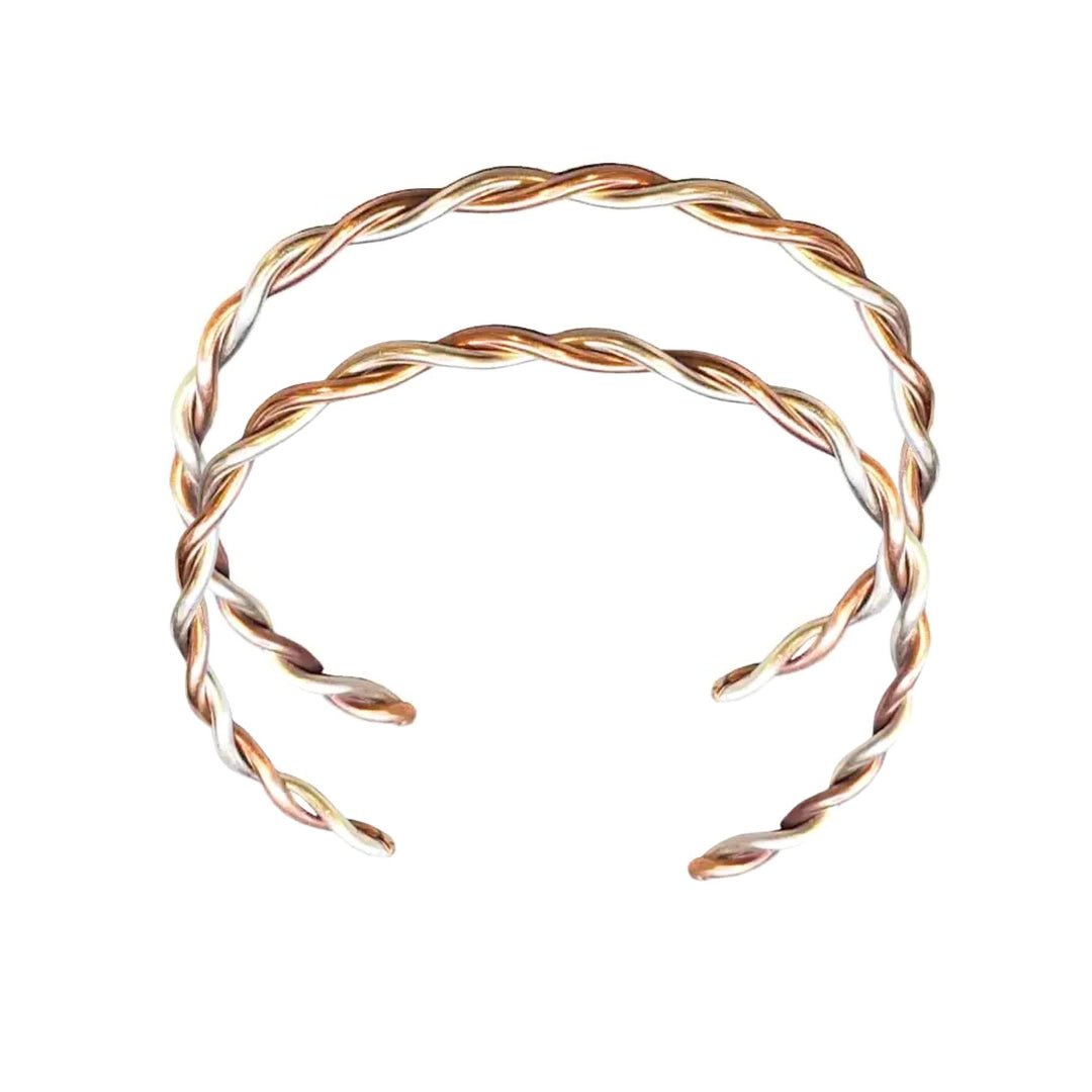 Twisted Copper &amp; Silver Couples Cuff Bangle Set