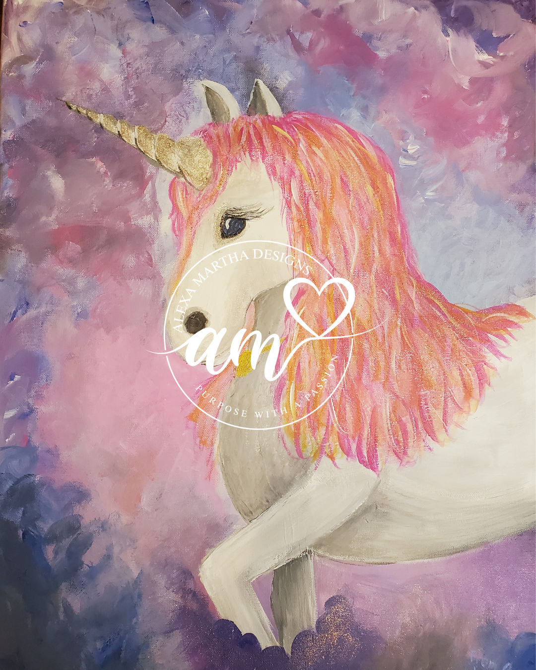 Unafraid Mature Unicorn in the Mist - Acrylic Painting - Alexa Martha Designs   