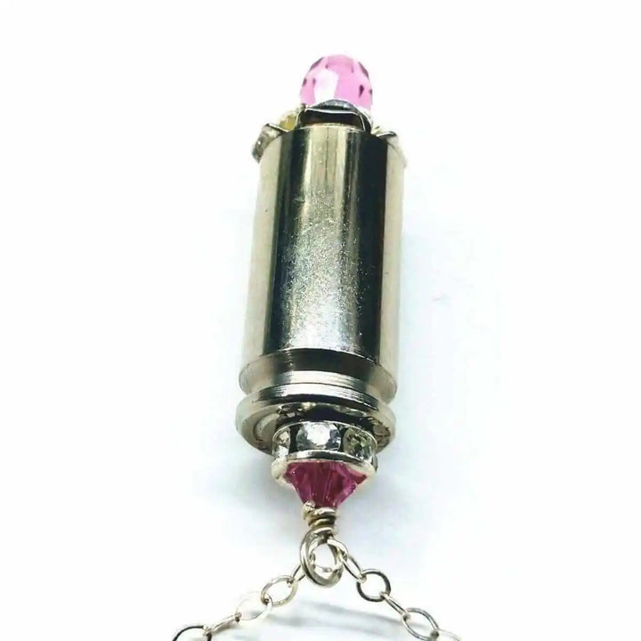 AMD1173Vintage Style Pink Crystal Drop Brass Bullet NecklaceJewelryNecklace$ 50.00Alexa Martha Designs