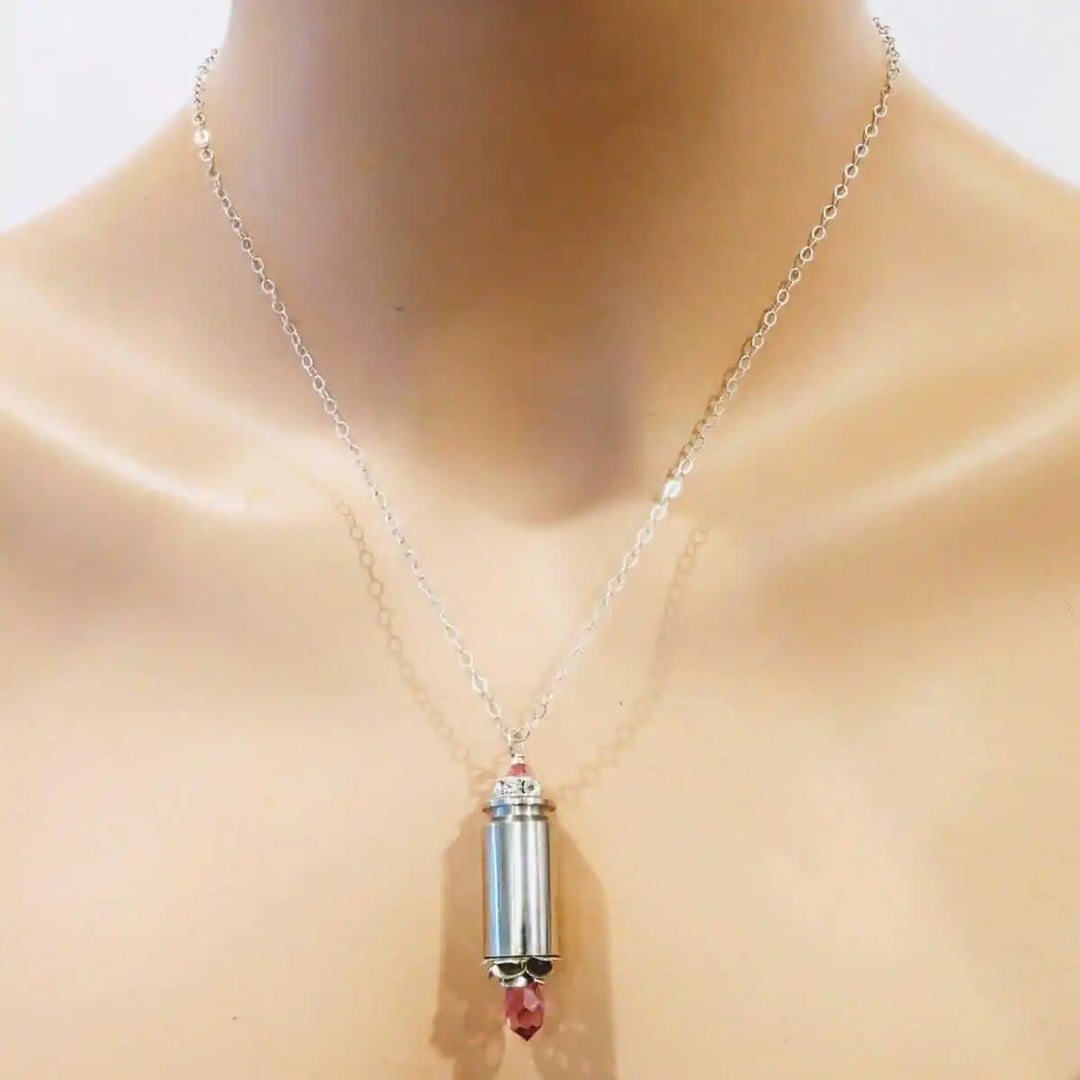 AMD1173Vintage Style Pink Crystal Drop Brass Bullet NecklaceJewelryNecklace$ 50.00Alexa Martha Designs