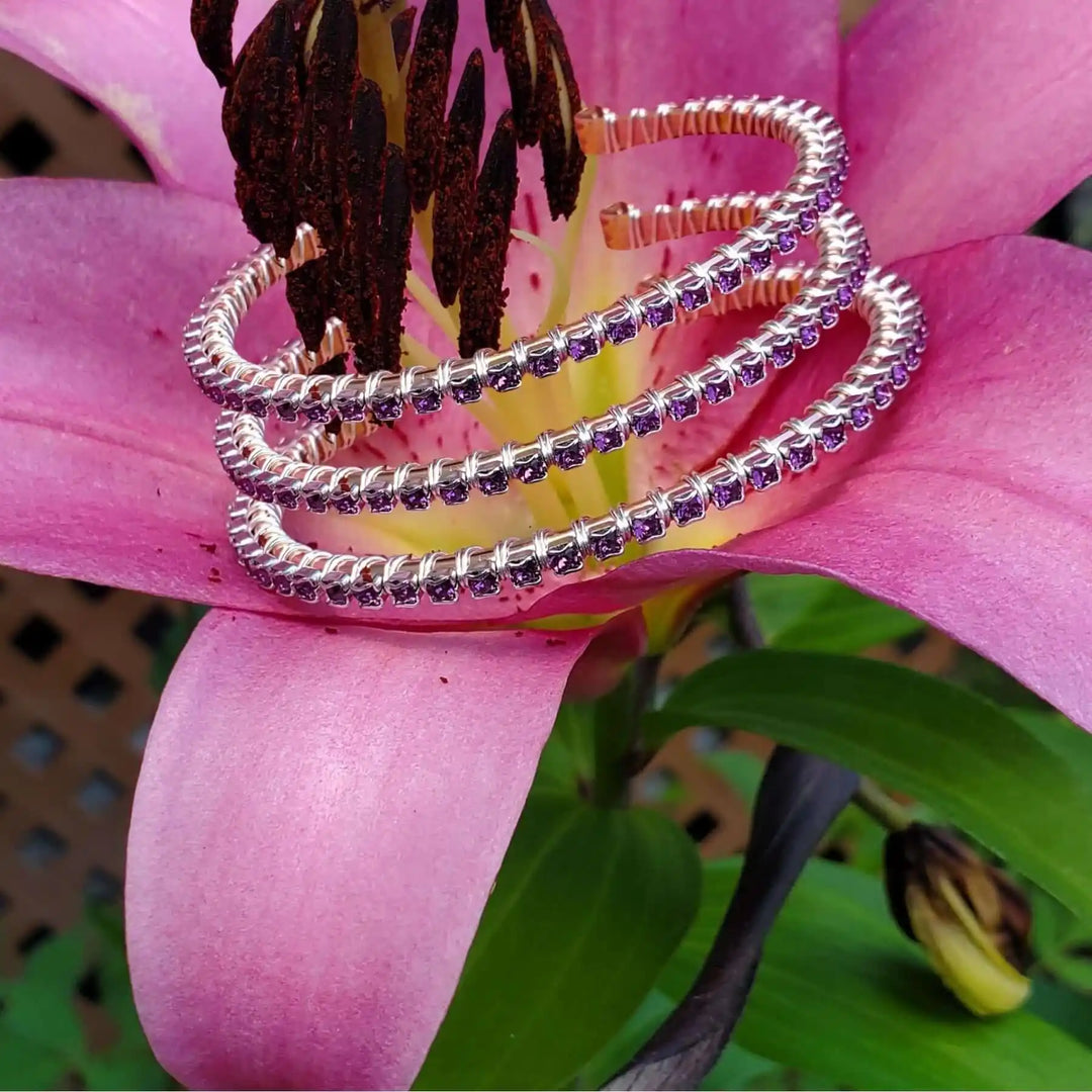 AMD1172-3 Wire Wrapped Copper Silver Purple CrystalJewelryBracelet$ 170.00Alexa Martha Designs