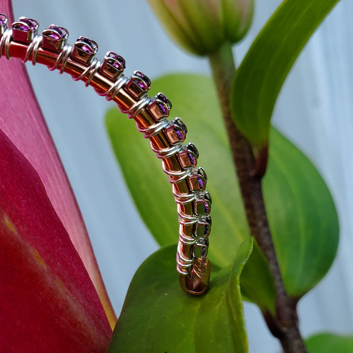 AMD1172 Wire Wrapped Copper Silver Purple CrystalJewelryBracelet$ 61.00Alexa Martha Designs