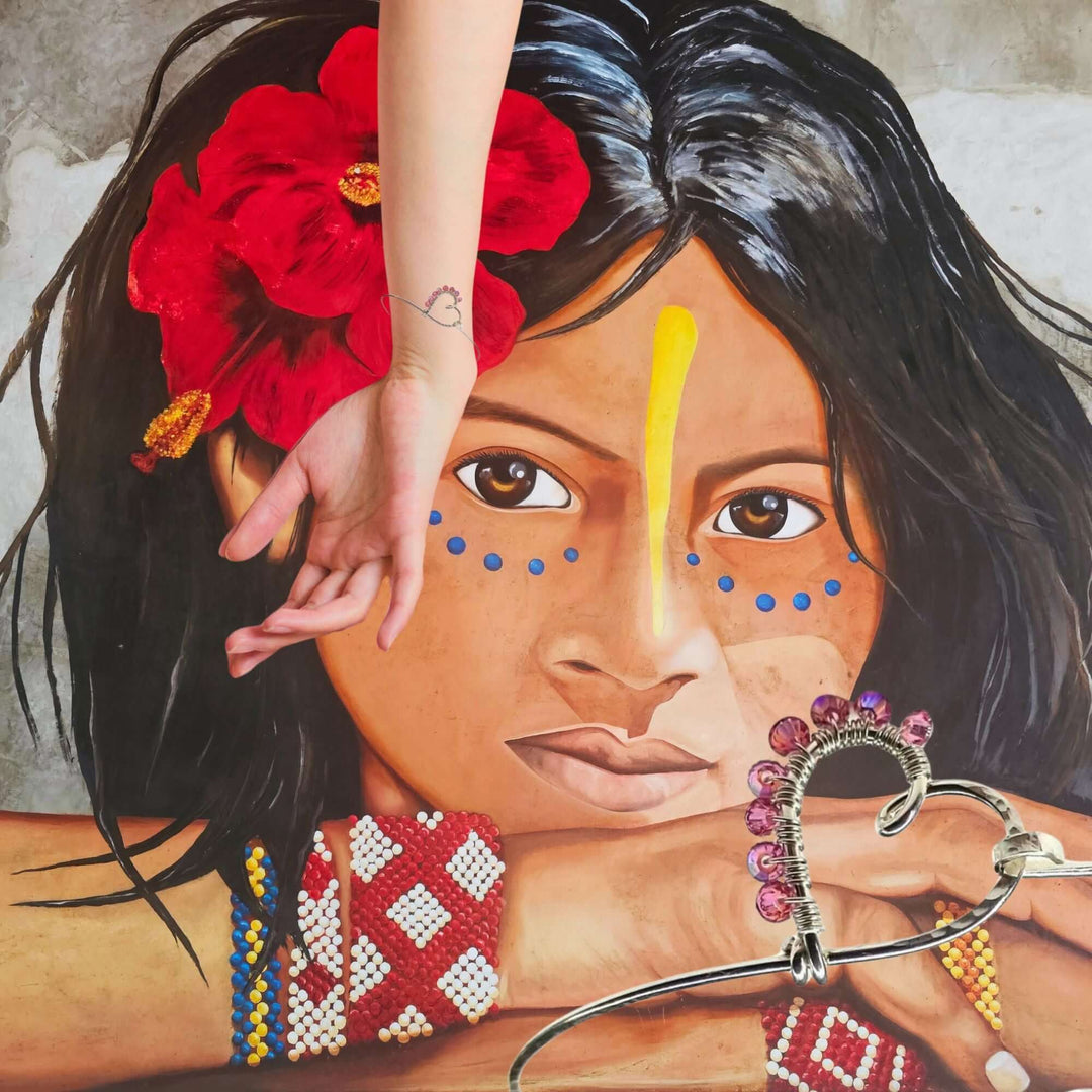 AMD1204 Pink Crystal Wire Wrapped Heart Bangle in SterlingJewelryBracelet$ 71.00Alexa Martha Designs