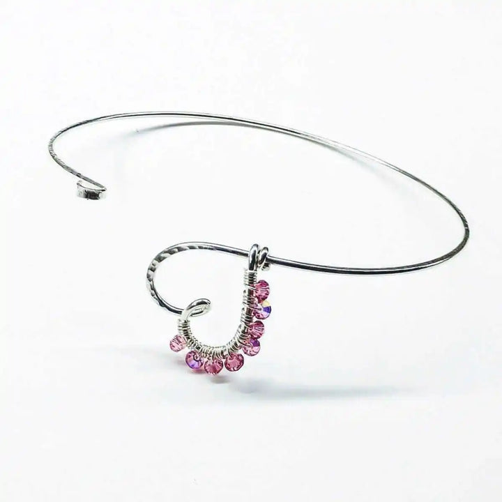 AMD1204 Pink Crystal Wire Wrapped Heart Bangle in SterlingJewelryBracelet$ 71.00Alexa Martha Designs