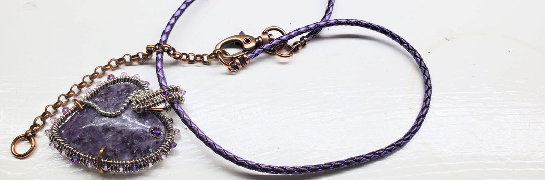 AMD1329Wire Wrapped Purple Sparkly Lepidolite Heart Copper SilverNecklacesNecklace$ 211.00Alexa Martha Designs