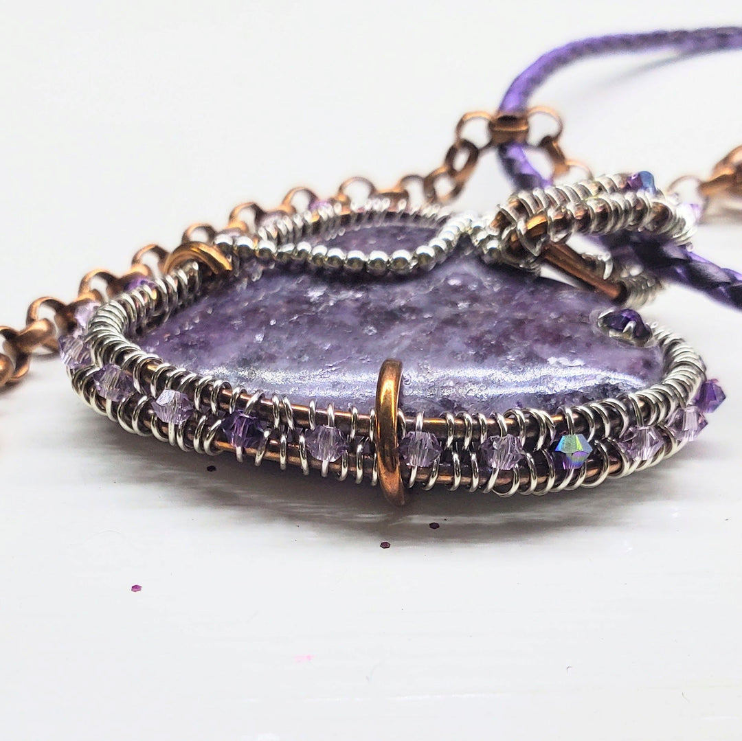 AMD1329Wire Wrapped Purple Sparkly Lepidolite Heart Copper SilverNecklacesNecklace$ 211.00Alexa Martha Designs