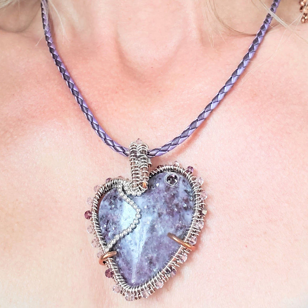 AMD1329Wire Wrapped Purple Sparkly Lepidolite Heart Copper SilverNecklacesNecklace$ 211.00Alexa Martha Designs