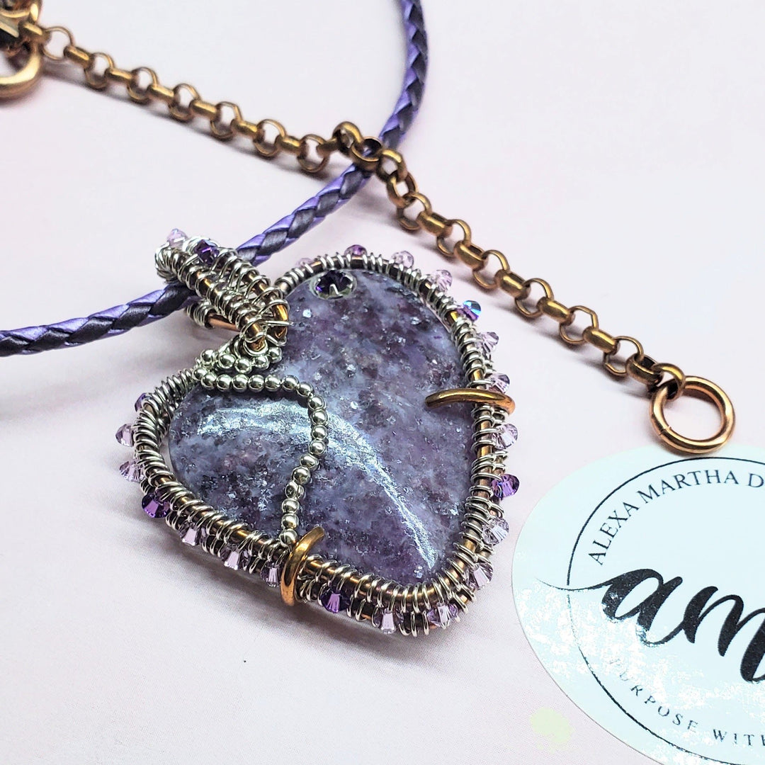 AMD1329Wire Wrapped Purple Sparkly Lepidolite Heart Copper SilverNecklacesNecklace$ 211.00Alexa Martha Designs