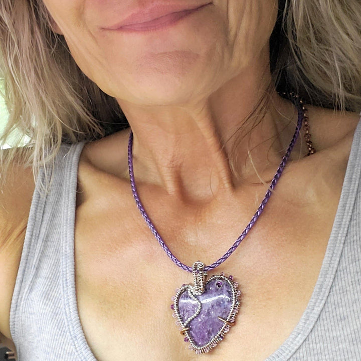AMD1329Wire Wrapped Purple Sparkly Lepidolite Heart Copper SilverNecklacesNecklace$ 211.00Alexa Martha Designs