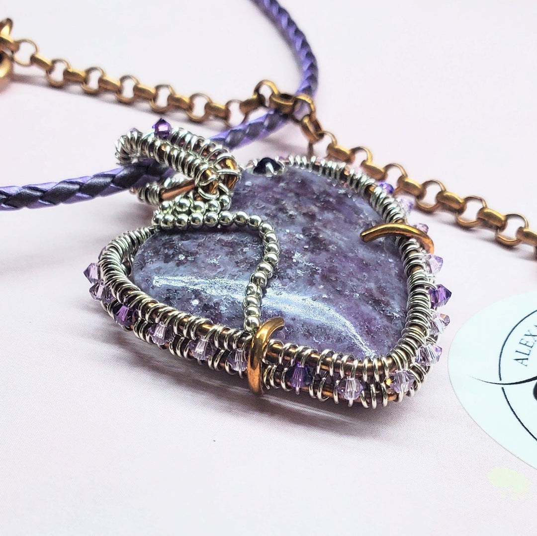 AMD1329Wire Wrapped Purple Sparkly Lepidolite Heart Copper SilverNecklacesNecklace$ 211.00Alexa Martha Designs