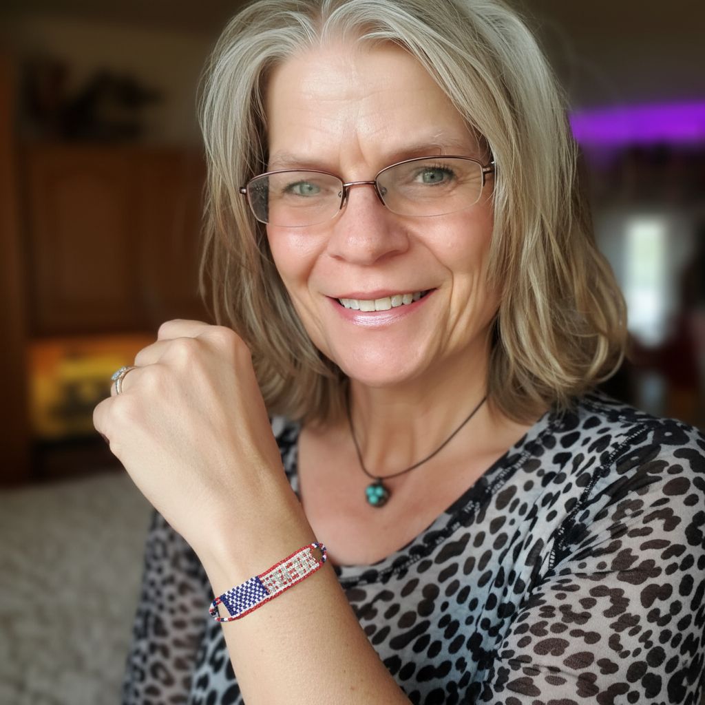USA 250th Anniversary Beaded Silver Letter Bracelet