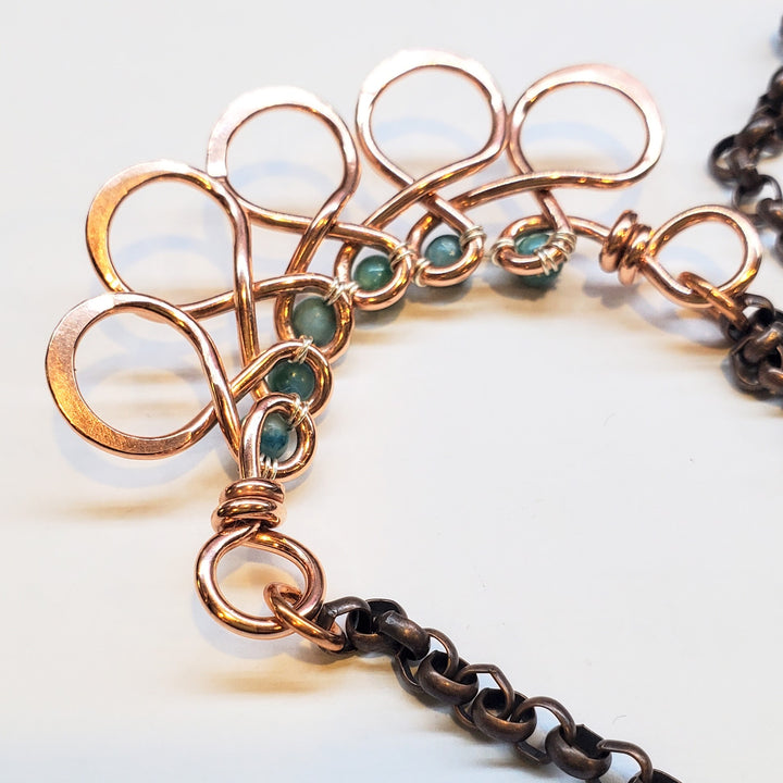 AMD1150 As Seen on Ashley Liao Copper Turquoise Wire Wrapped Necklace - Necklace - Alexa Martha Designs   1158260228