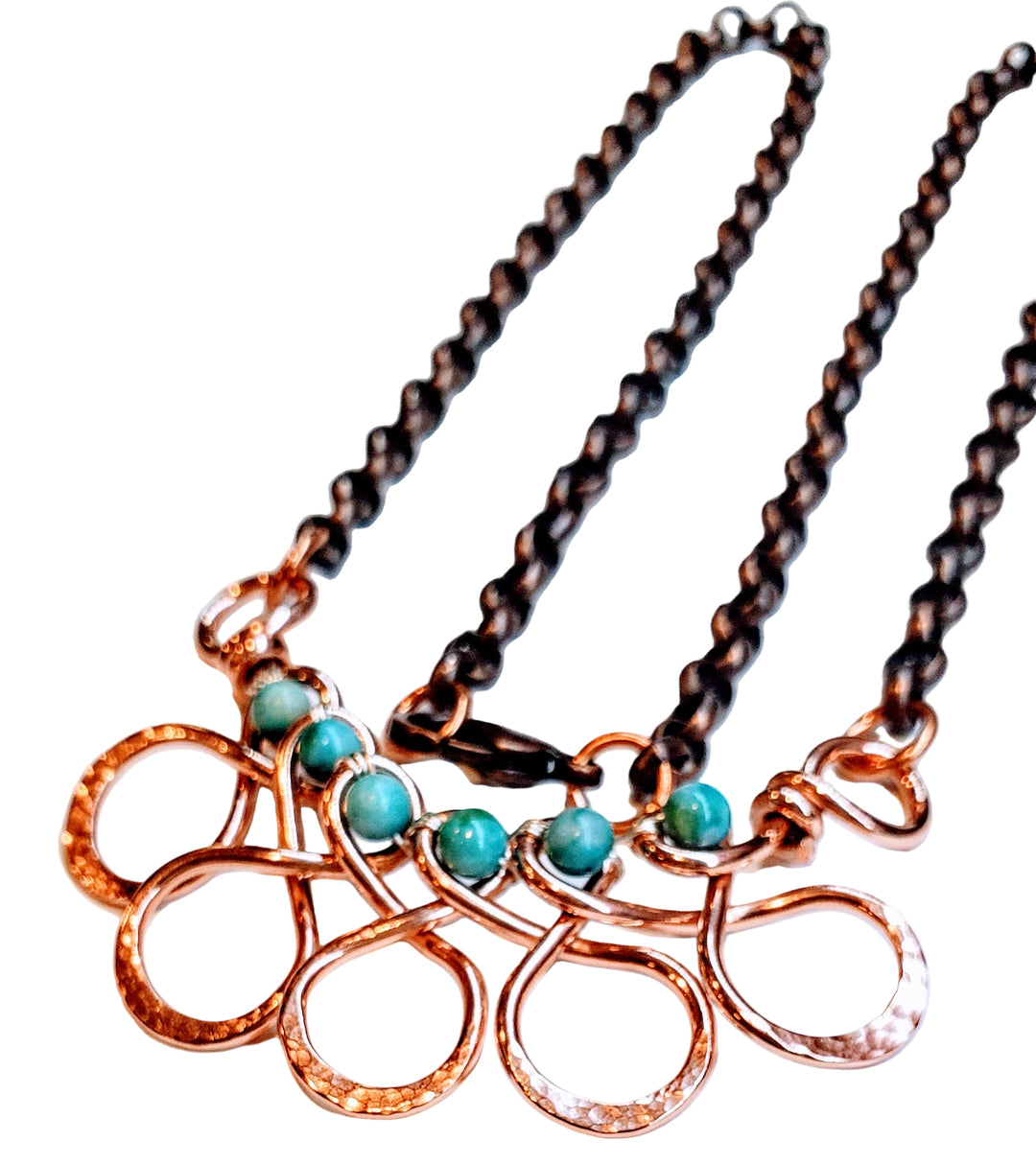 As Seen on Ashley Liao Copper Turquoise Wire Wrapped Necklace