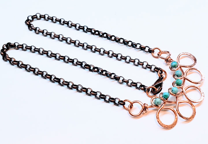 AMD1150 As Seen on Ashley Liao Copper Turquoise Wire Wrapped Necklace - Necklace - Alexa Martha Designs   1158260228