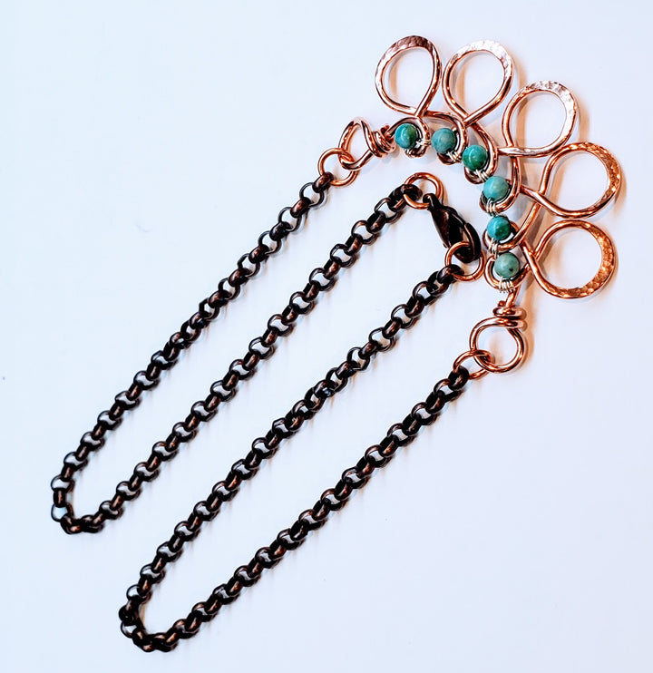 As Seen on Ashley Liao Copper Turquoise Wire Wrapped Necklace