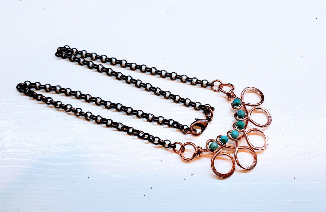 AMD1150 As Seen on Ashley Liao Copper Turquoise Wire Wrapped Necklace - Necklace - Alexa Martha Designs   1158260228