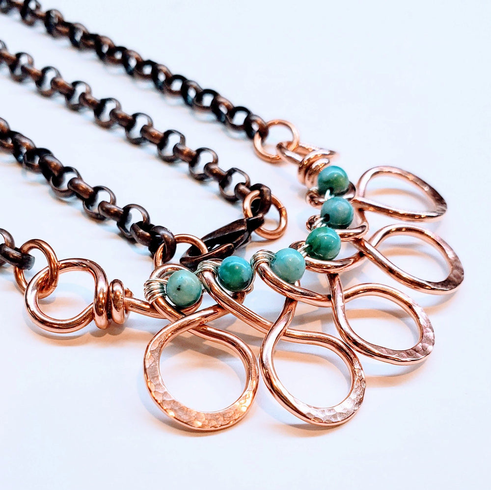 AMD1150 As Seen on Ashley Liao Copper Turquoise Wire Wrapped Necklace - Necklace - Alexa Martha Designs   1158260228