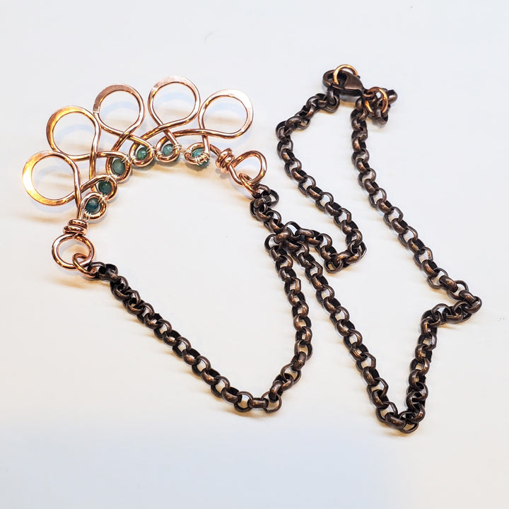 AMD1150 As Seen on Ashley Liao Copper Turquoise Wire Wrapped Necklace - Necklace - Alexa Martha Designs   1158260228