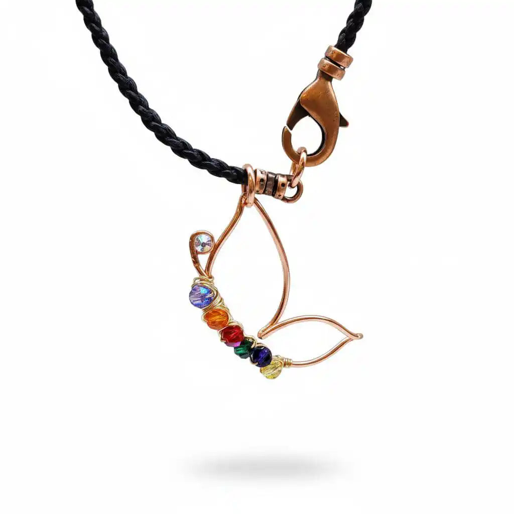 Crystal Wire Wrapped Butterfly Autism Awareness Necklace