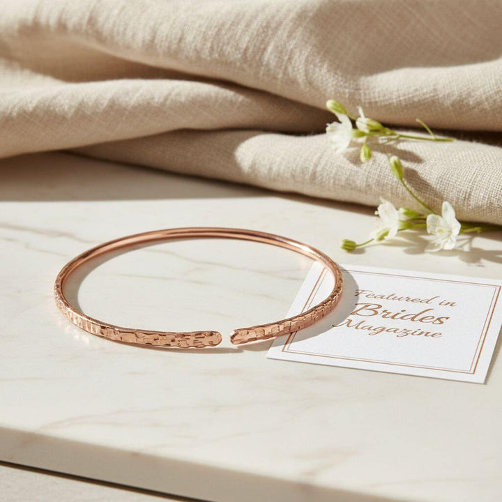 Brides Mag Featured Textured Copper Anniversary Bangle in 4 Sizes