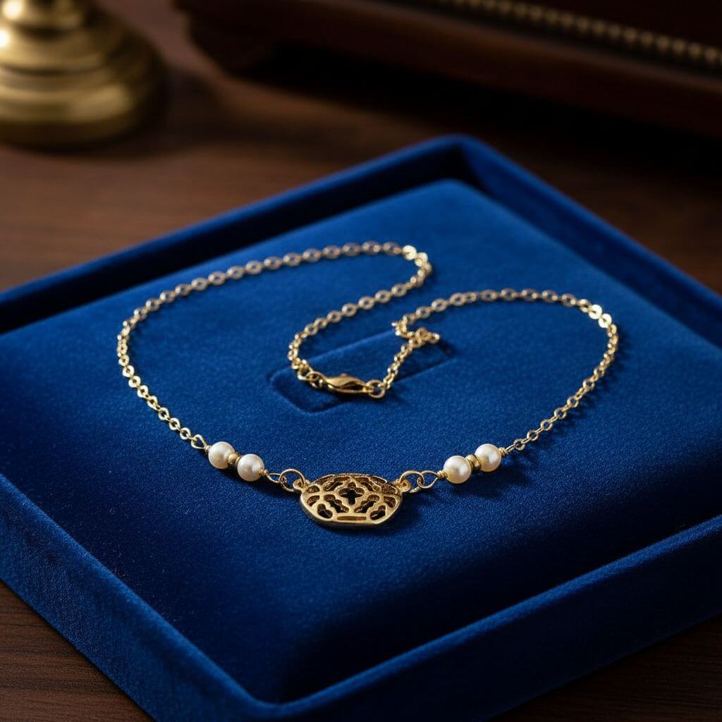 As Seen on Molly Ringwald 14 K Gold Filled Filigree Pearl Choker Necklace