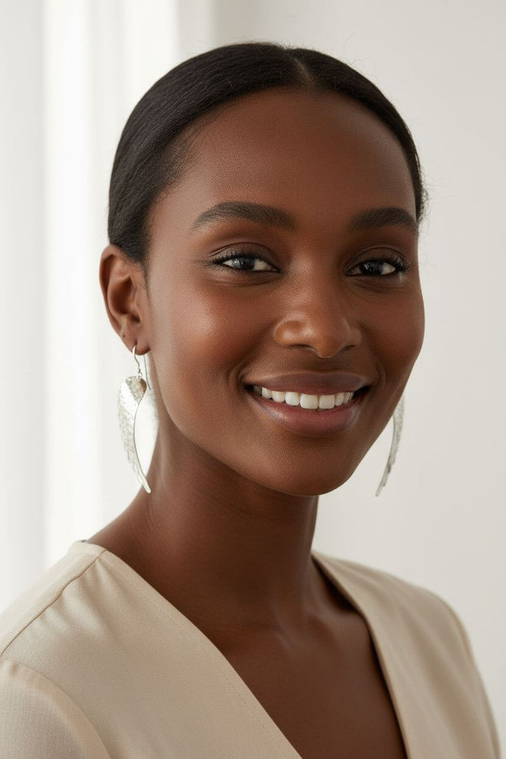 Sterling Silver Hammer Pattern Sculpted Angel Wing Earrings