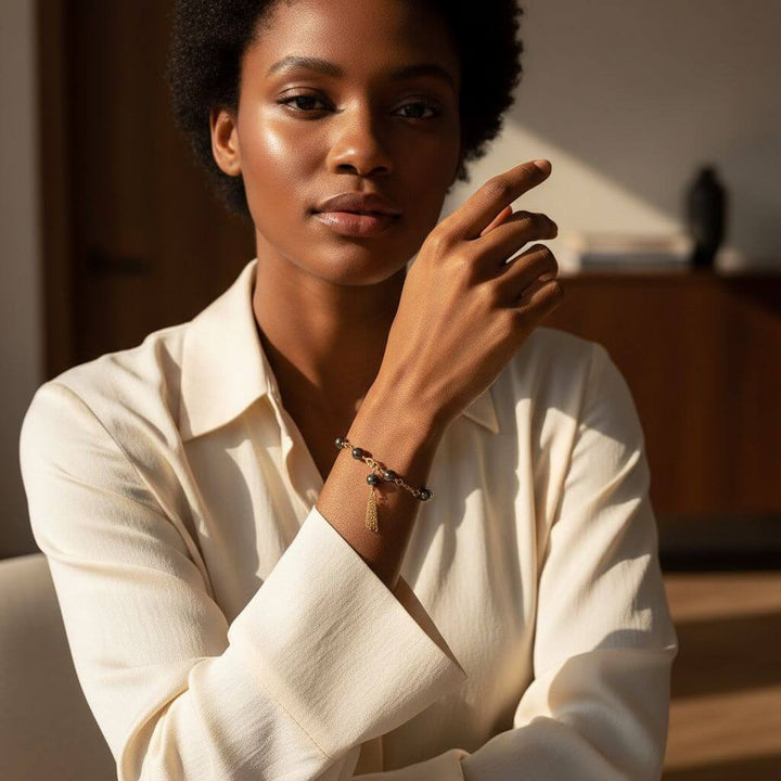 Adjustable 14 KT Gold Filled Hematite Gold Chain Tassel Bracelets