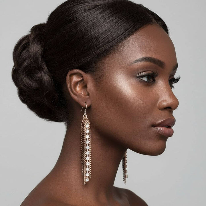 Rhinestone Crystal Chain Fringe Earrings