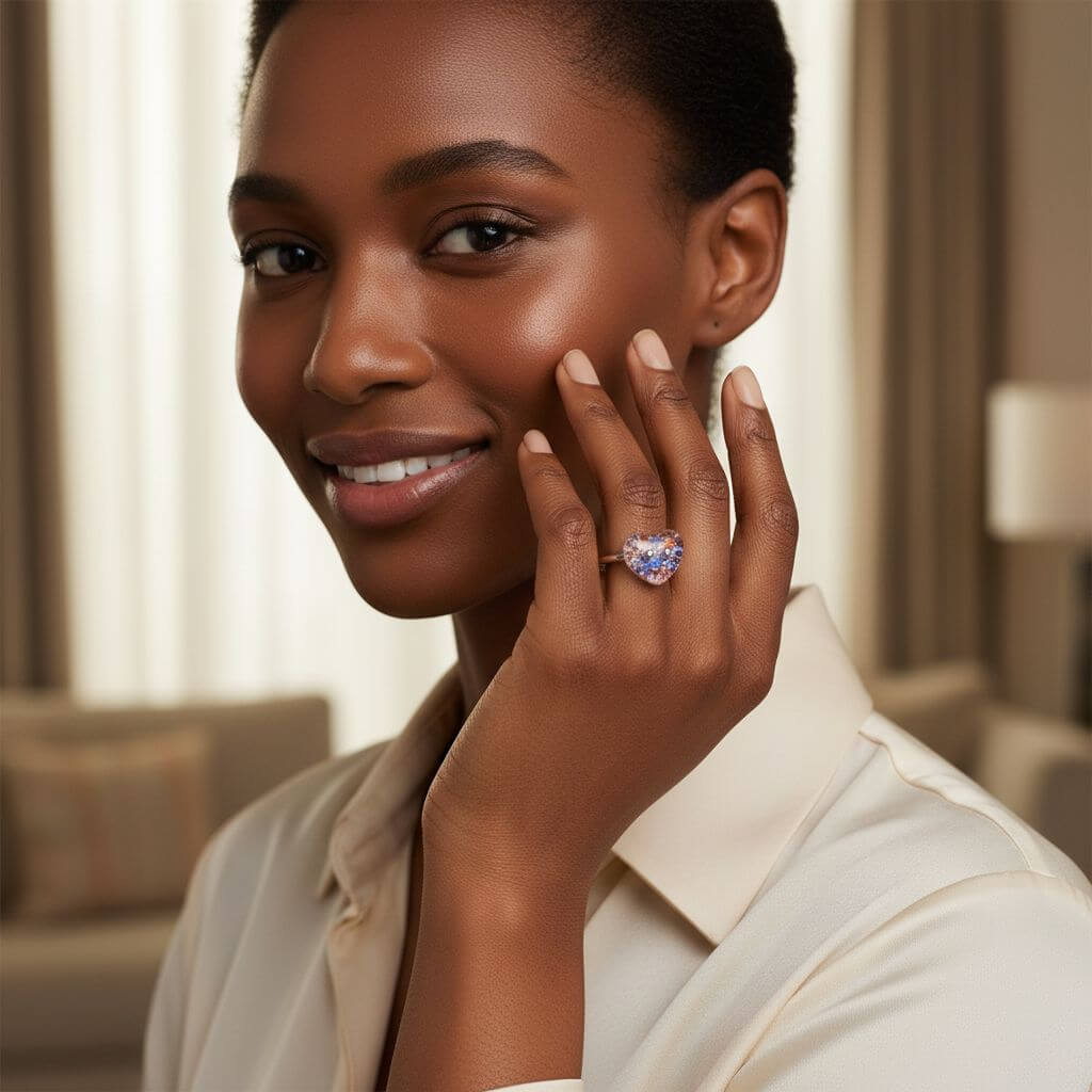 Super Sparkly I LOVE YOU Crystal Heart Bling Ring