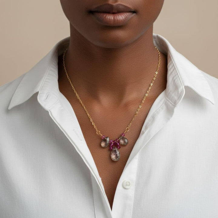 Adjustable Gold Filled Wire Wrapped Gemstone Necklace