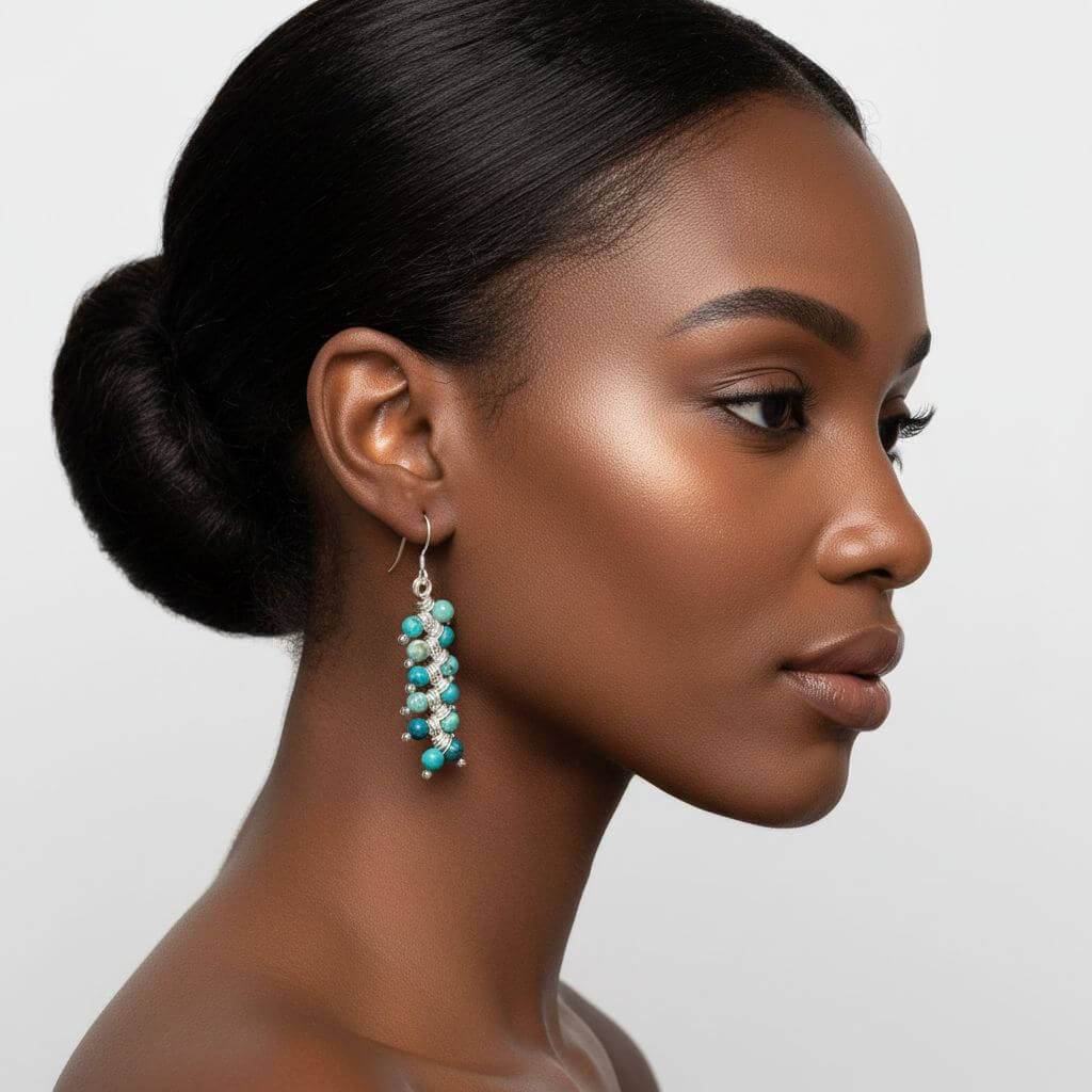 As Seen On TV Jane The Virgin Sterling Silver Turquoise Wire Wrapped Earrings