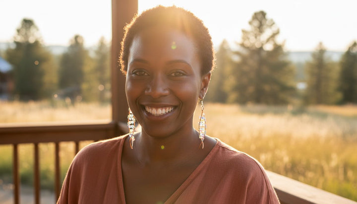 Handmade Copper DNA Strand Double Helix Long Crystal Earrings