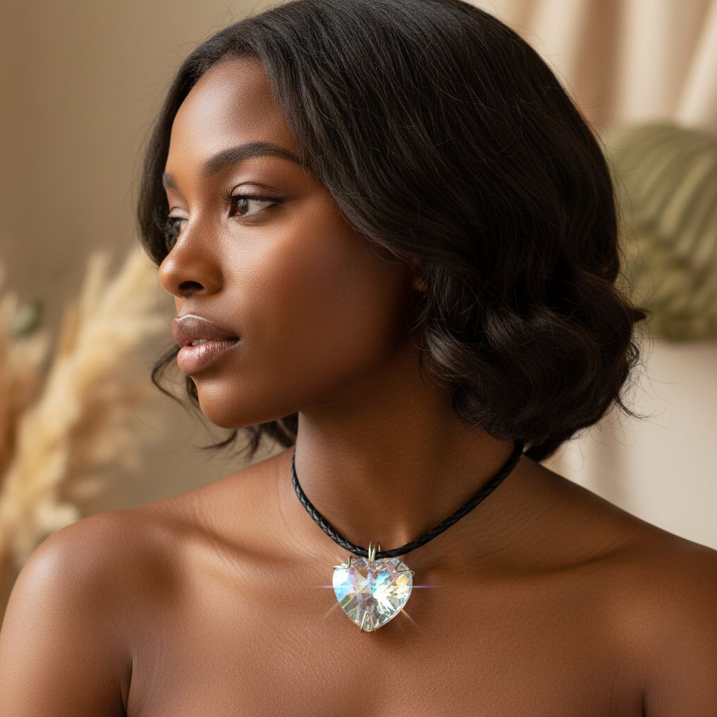 Be My Valentine Silver Set Crystal Heart Choker