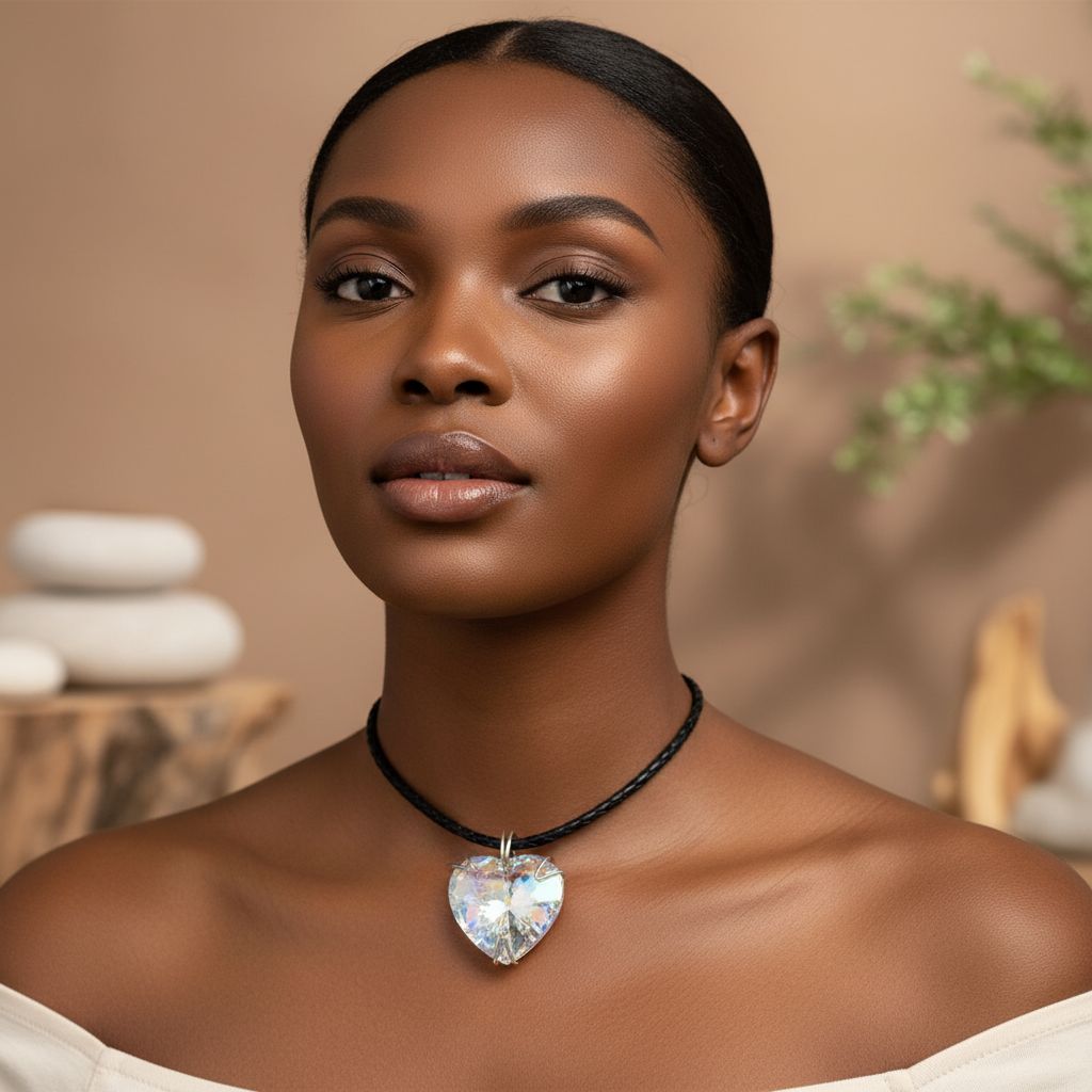 Be My Valentine Silver Set Crystal Heart Choker