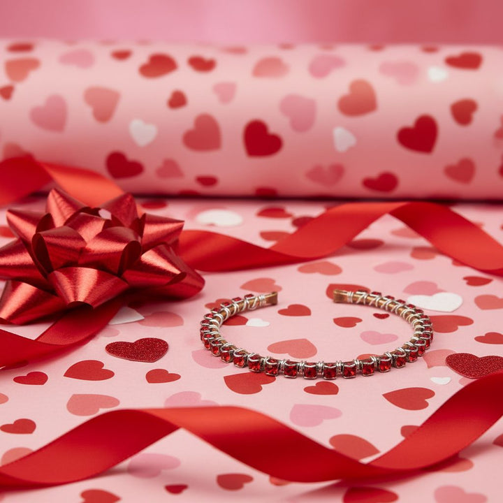 Wire Wrapped Red Crystal Tennis Bracelet Bangle