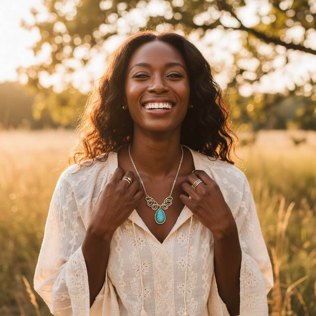 As Seen On TV Turquoise Drop Sterling Silver Wire Wrapped Necklace