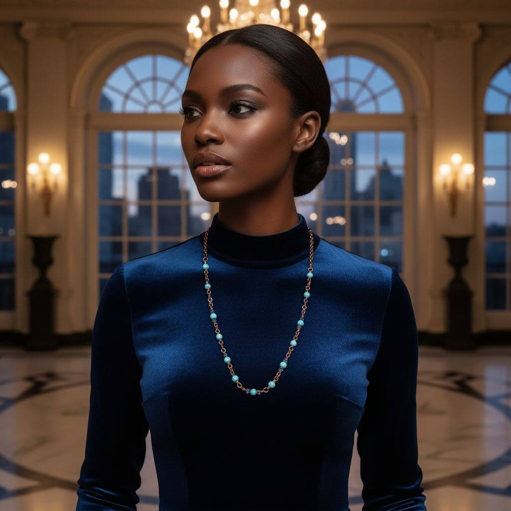 Wire Wrapped 24 Inches Copper Turquoise Necklace