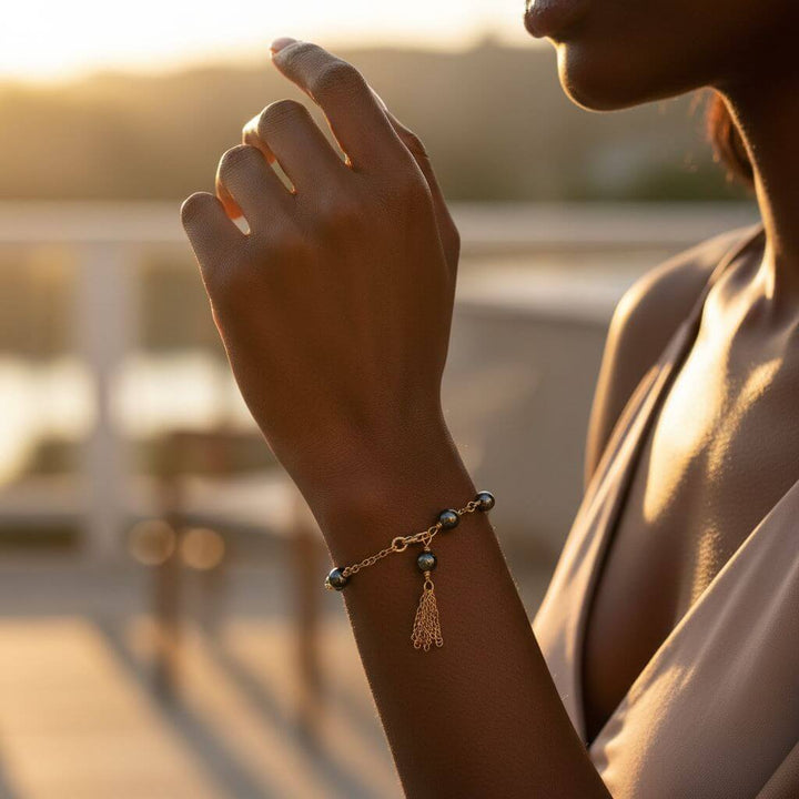 Adjustable 14 KT Gold Filled Hematite Gold Chain Tassel Bracelets