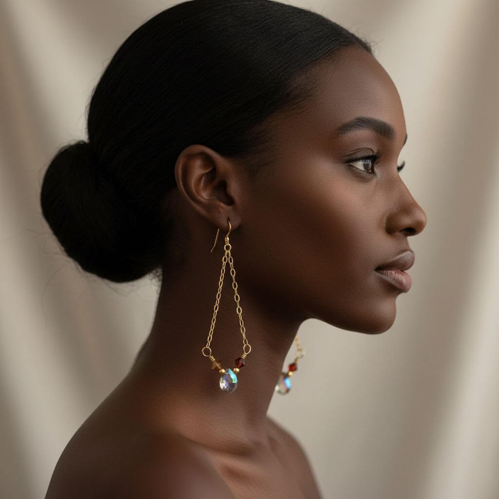 Mystic Rainbow Quartz Drop Gold Filled Earrings