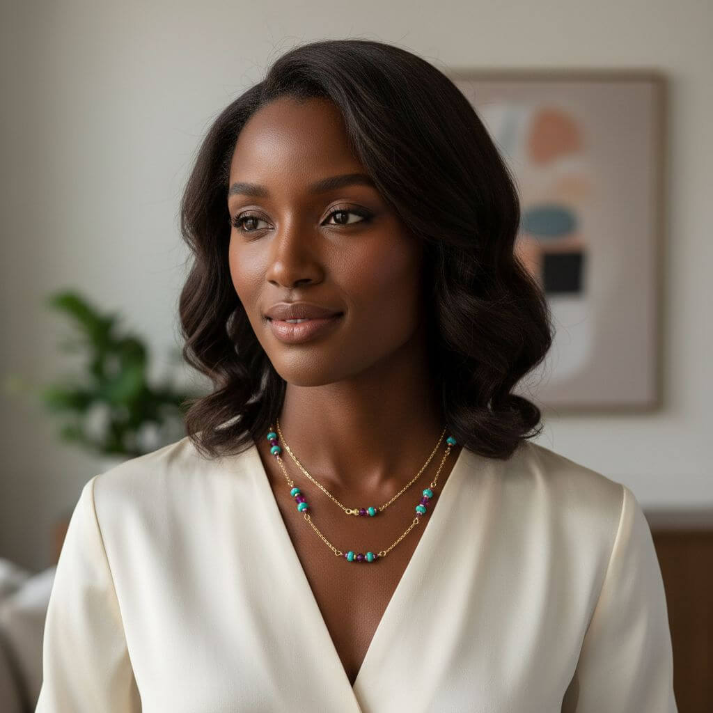 Super Dainty Wire Wrapped Gold Filled Pink Turquoise Gemstone Necklace