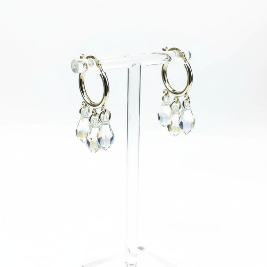 Handmade Sterling Silver Crystal Drop Hoops